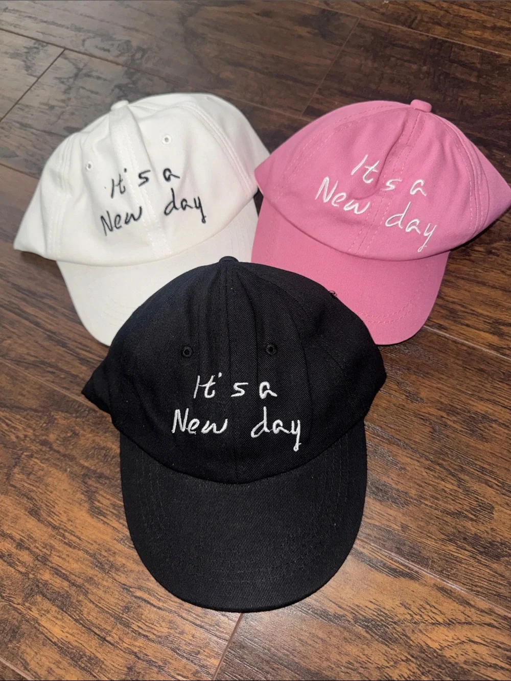 It's a New Day Kids Baseball Cap - White, Pink, Black